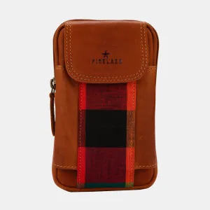 FINELAER Leather Dual Phone Case Printed Cloth Belt Loop Slim Profile Dual Functionality Professionals Travelers