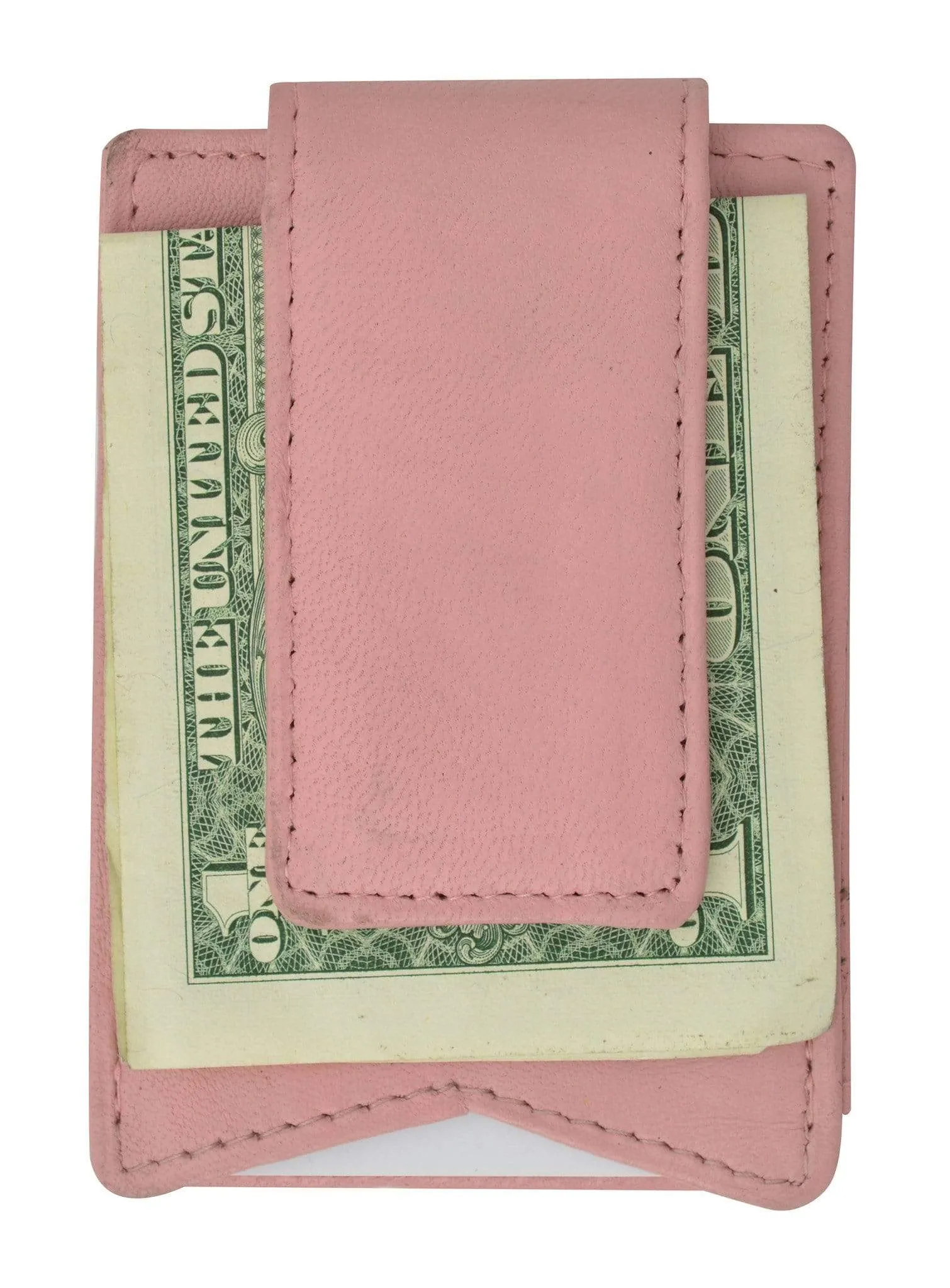 Genuine Leather Mens ID Card Holder Magnetic Money Clip