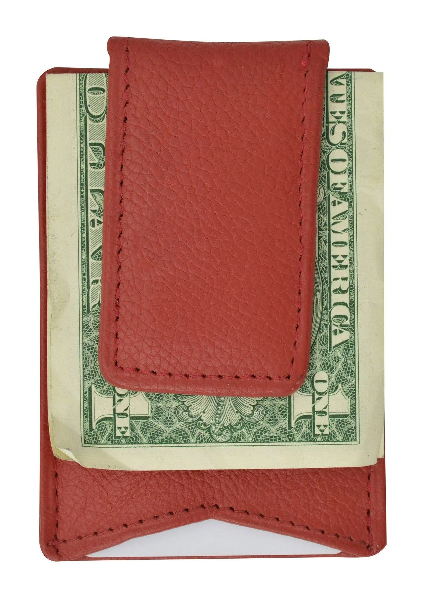 Genuine Leather Mens ID Card Holder Magnetic Money Clip