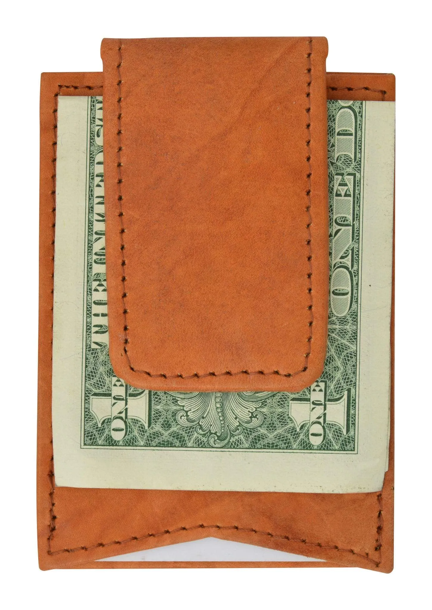 Genuine Leather Mens ID Card Holder Magnetic Money Clip