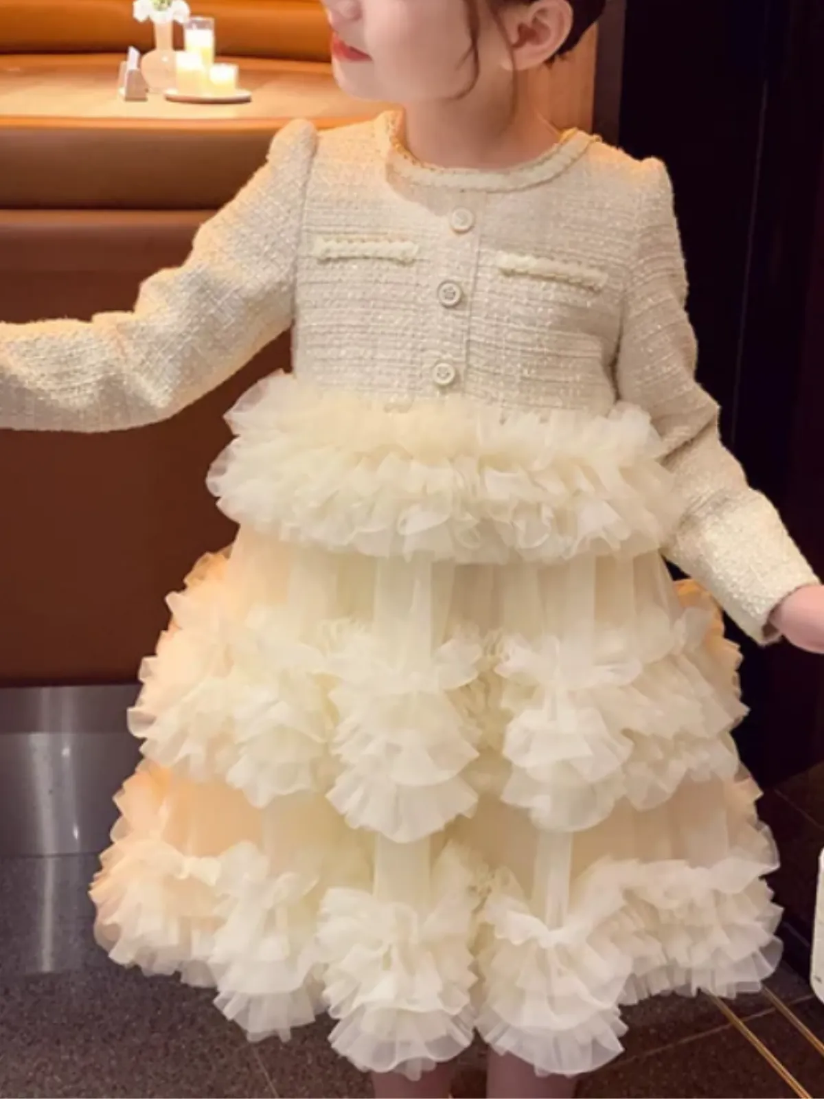 Girls Charming Layered Ruffle Dress