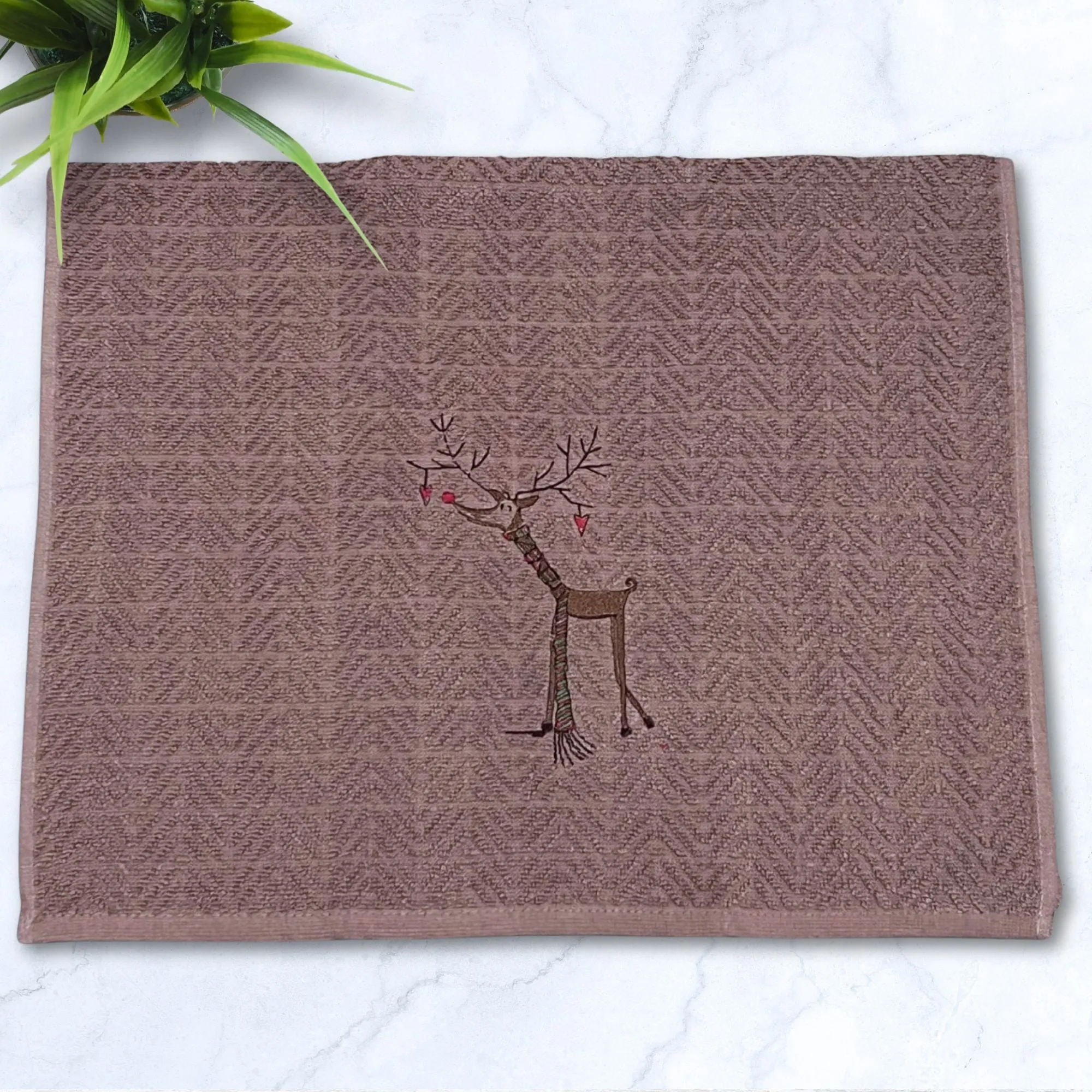 Grey-ndeer Reindeer Mocha Kitchen Towel