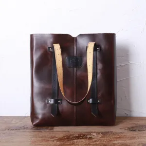 GS OVERSIZED SQUARE LEATHER SHOPPER BAG TOTE BAG