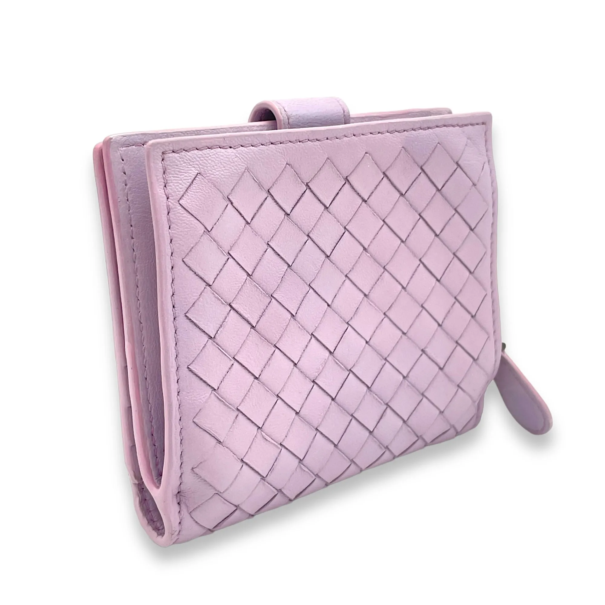 Intrecciato Purple Wallet in Lambskin, Gunmetal hardware