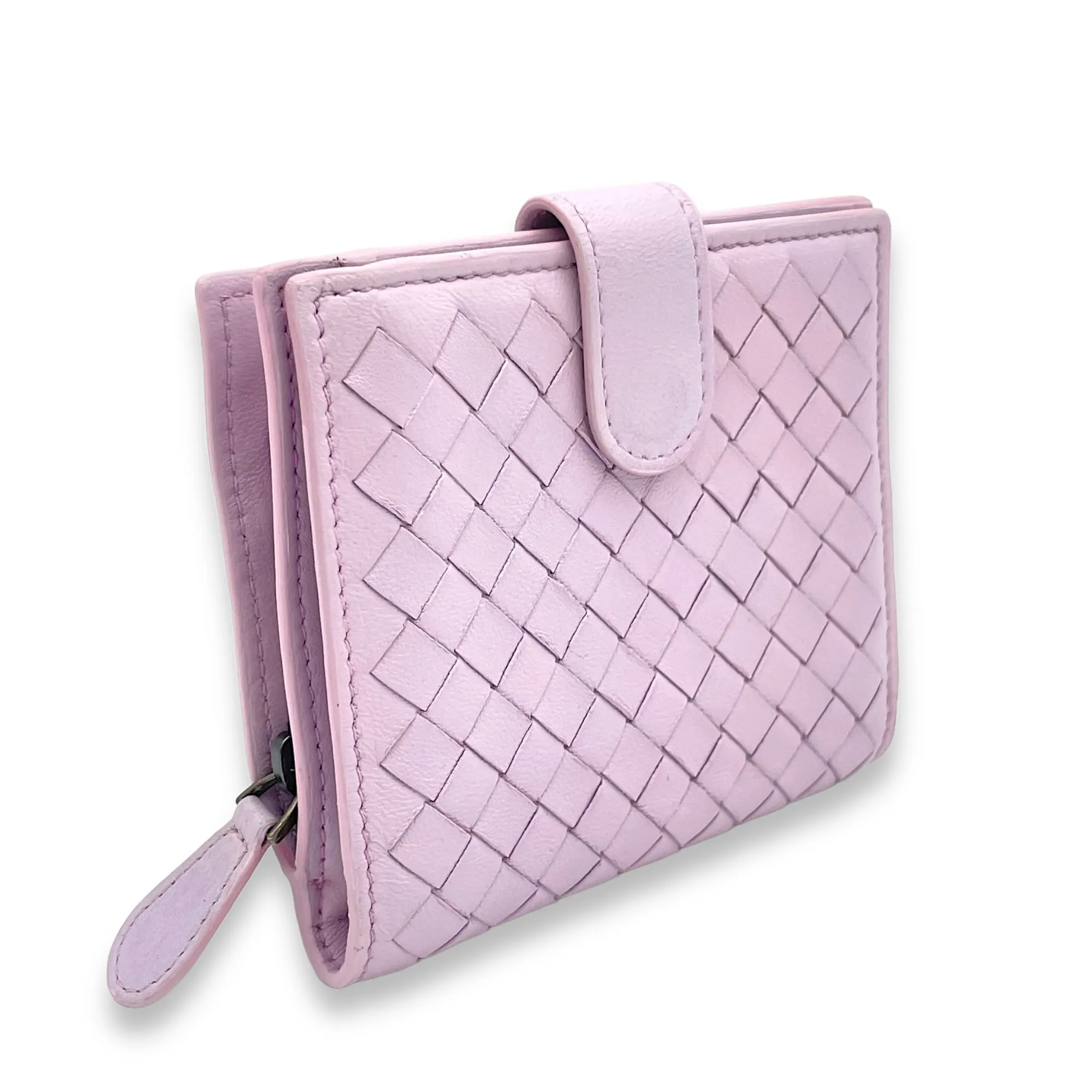 Intrecciato Purple Wallet in Lambskin, Gunmetal hardware