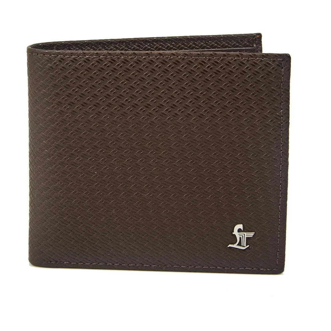 Italian Small Print Weave | Genuine Leather | Leather Wallet for Men | Color: Brown