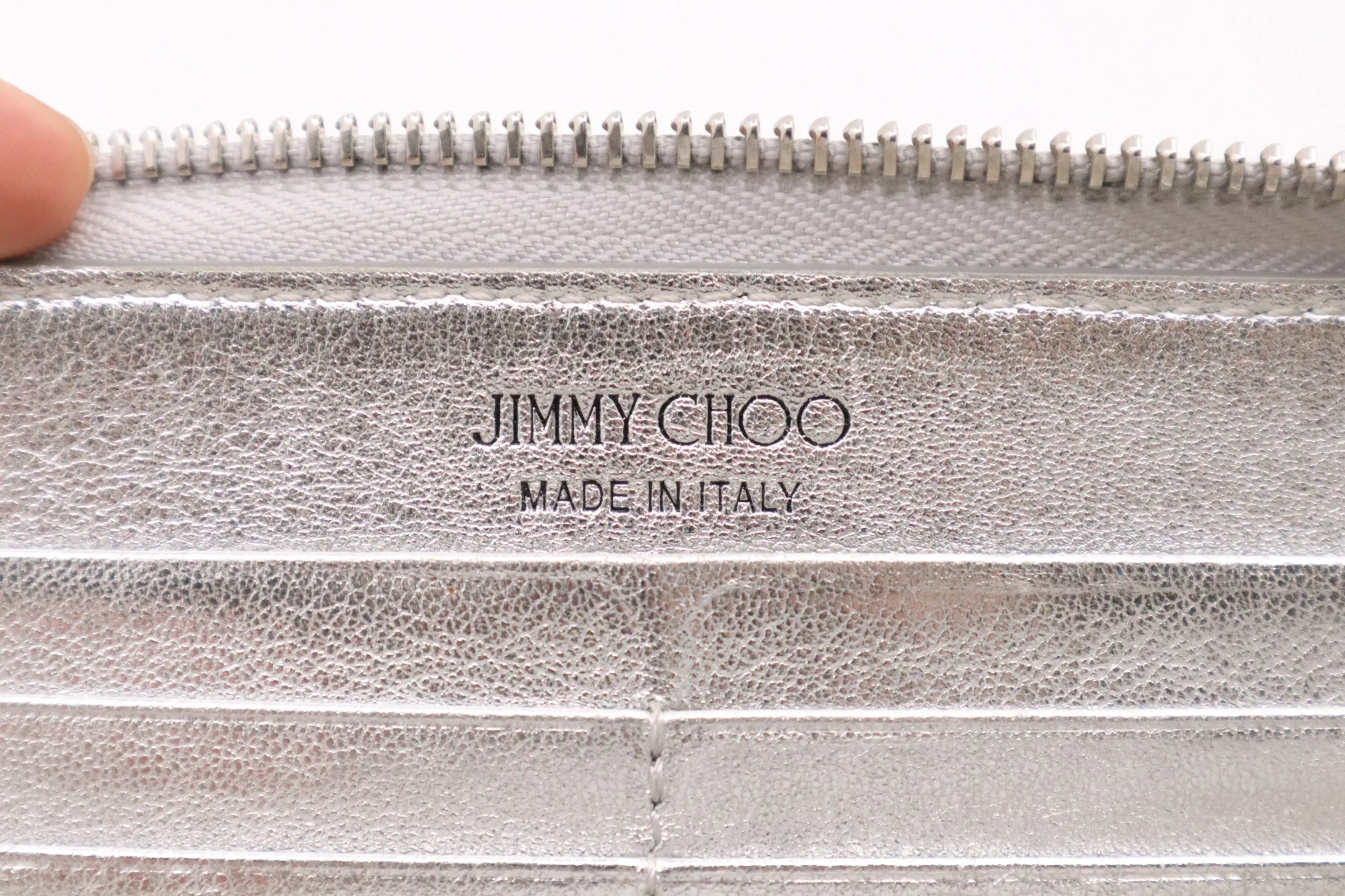 Jimmy Choo Long Wallet in Silver Canvas