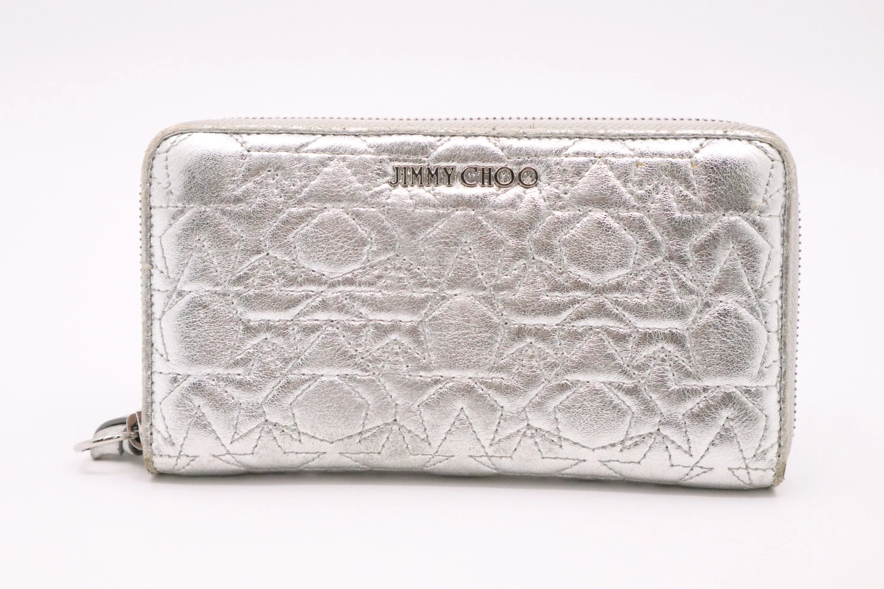 Jimmy Choo Long Wallet in Silver Canvas