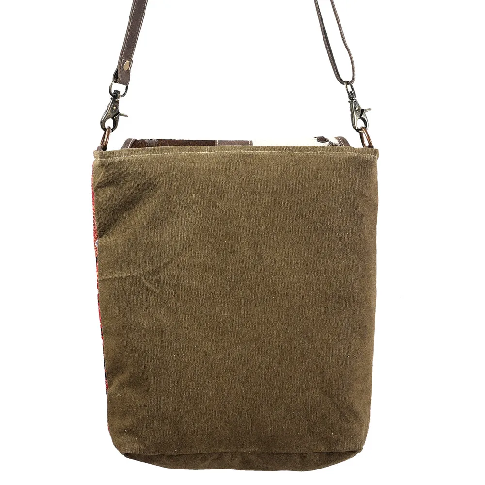 KB382 - KB382 -MESSENGER Real Cowhide Leather and Upcycled Canvas Ladies Bag Standard KB382 - KB382