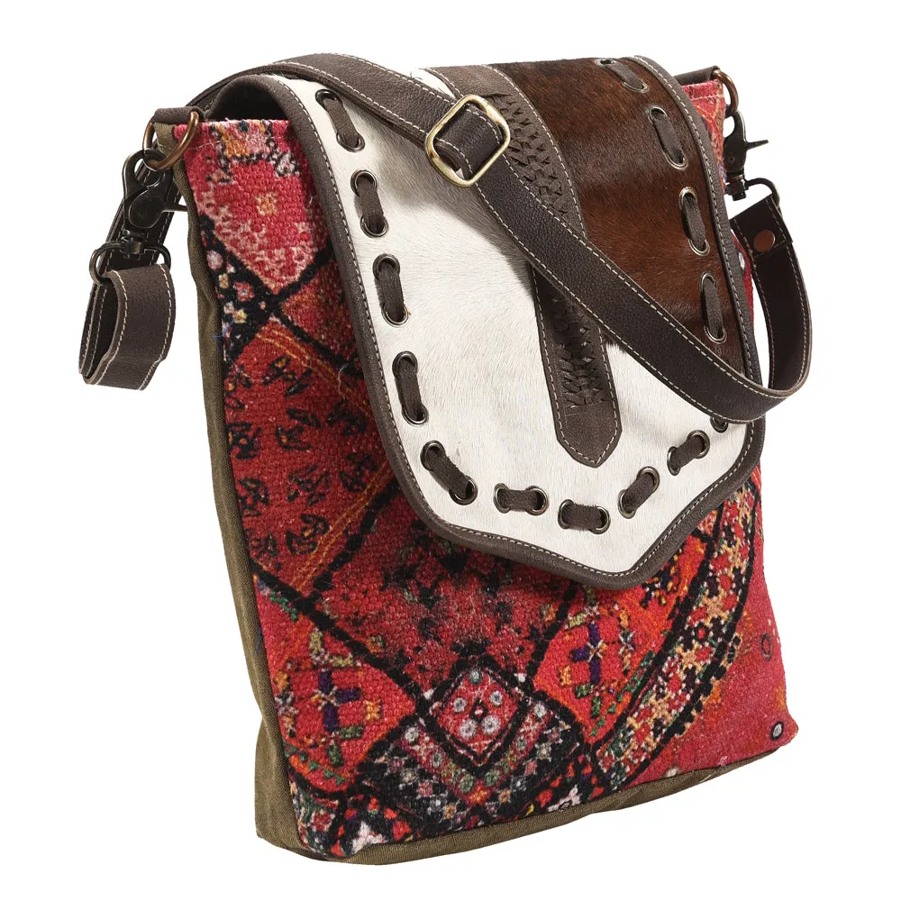 KB382 - KB382 -MESSENGER Real Cowhide Leather and Upcycled Canvas Ladies Bag Standard KB382 - KB382