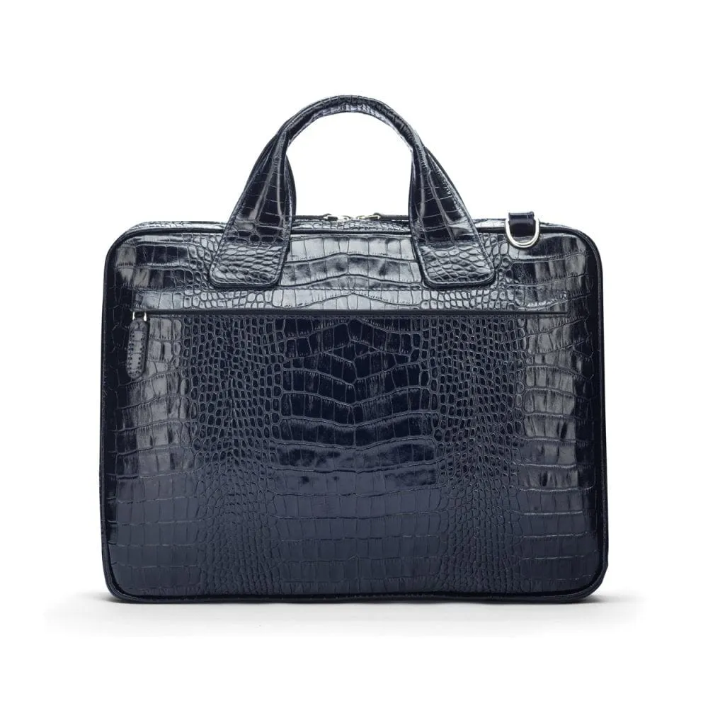 Kingston Leather 13” Laptop Briefcase - Navy Croc