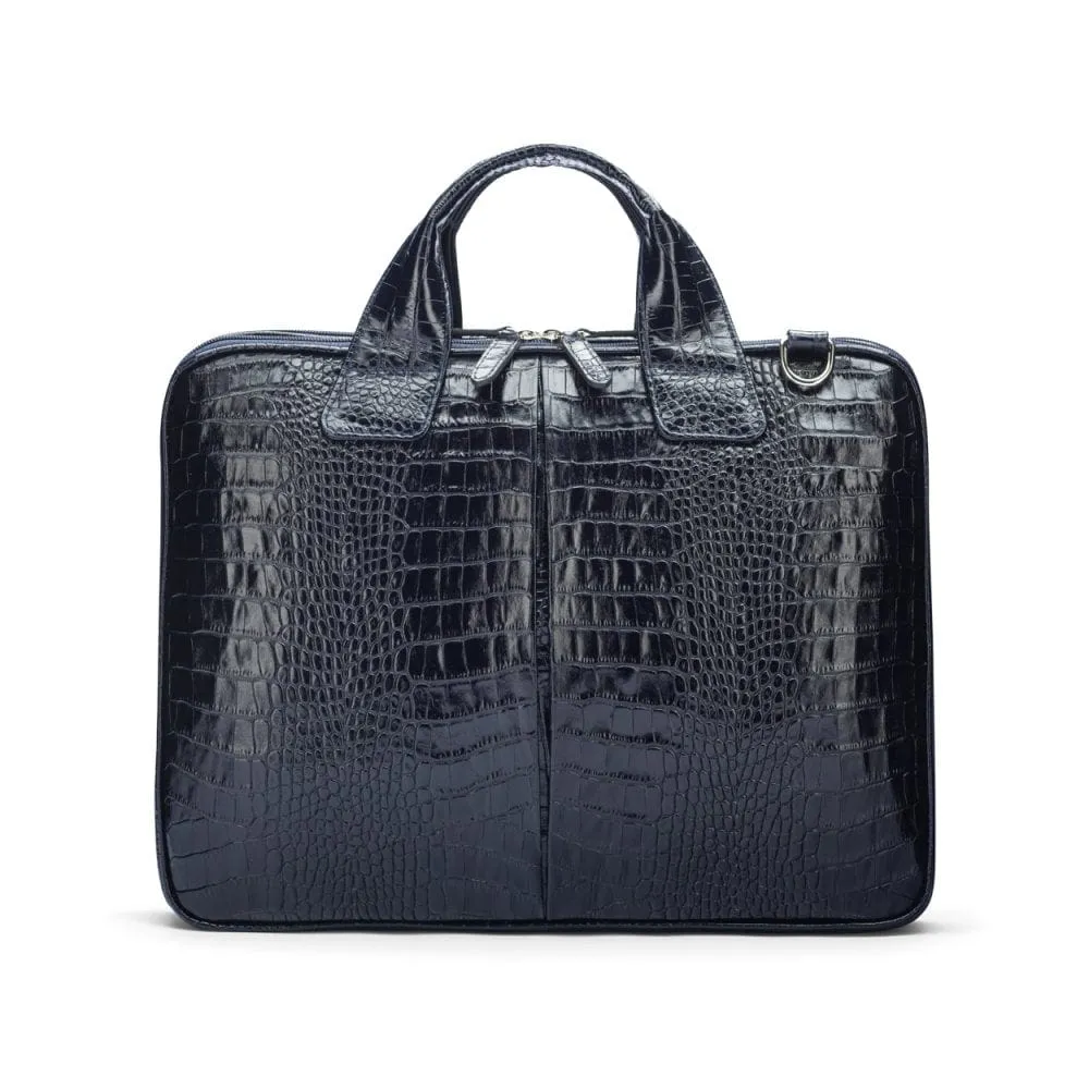 Kingston Leather 13” Laptop Briefcase - Navy Croc