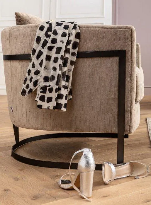 La Vida Beige Velvet Contemporary Armchair