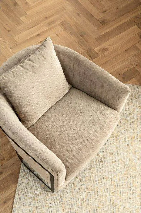 La Vida Beige Velvet Contemporary Armchair