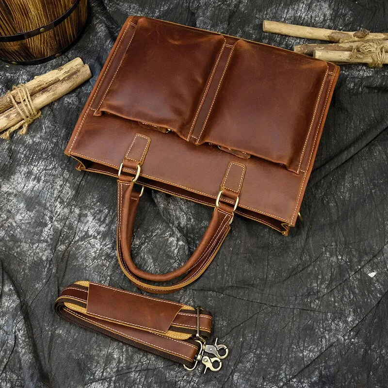 Leather Briefcase Vintage Leather Messenger Bag