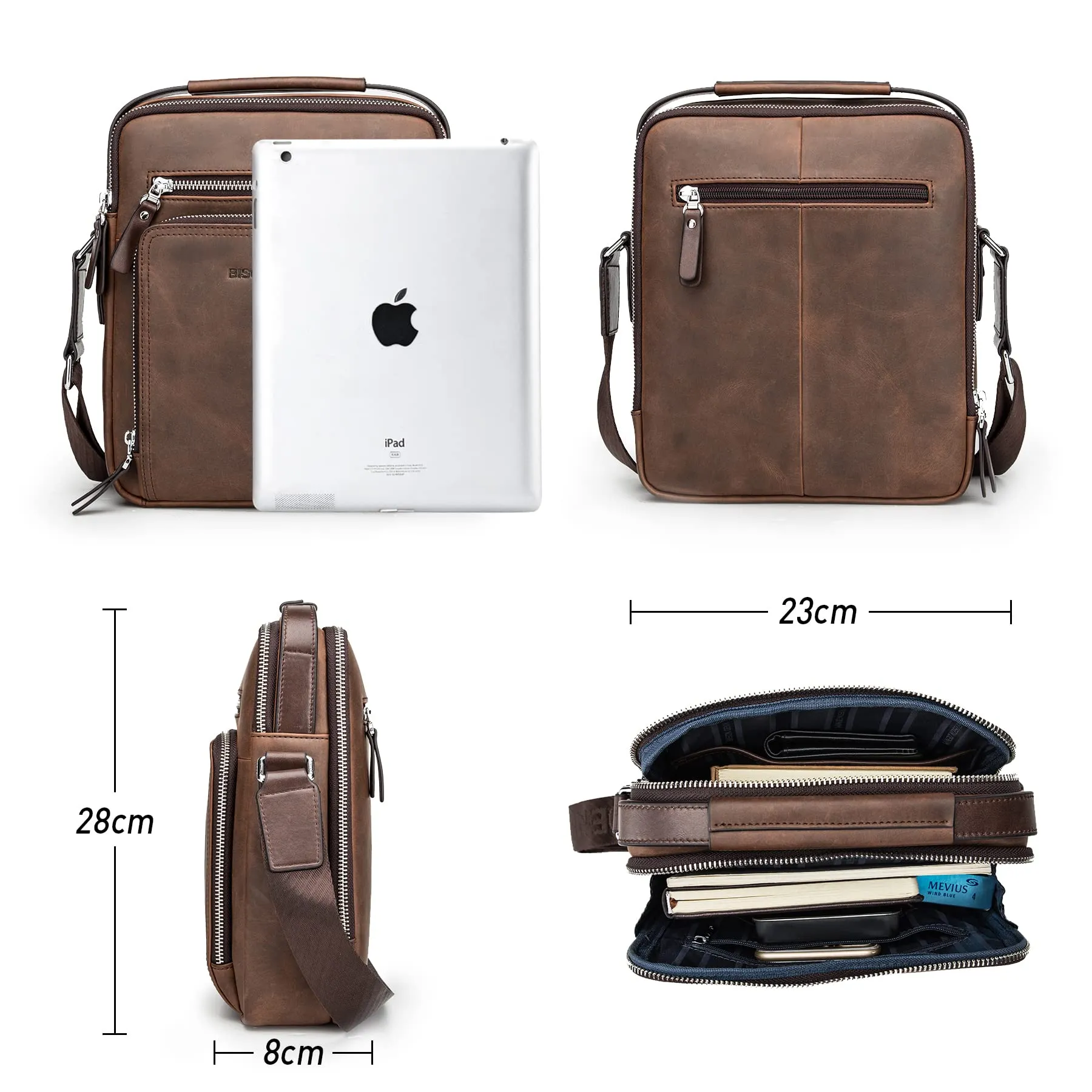 Leather Messenger Bag-Rustic Brown