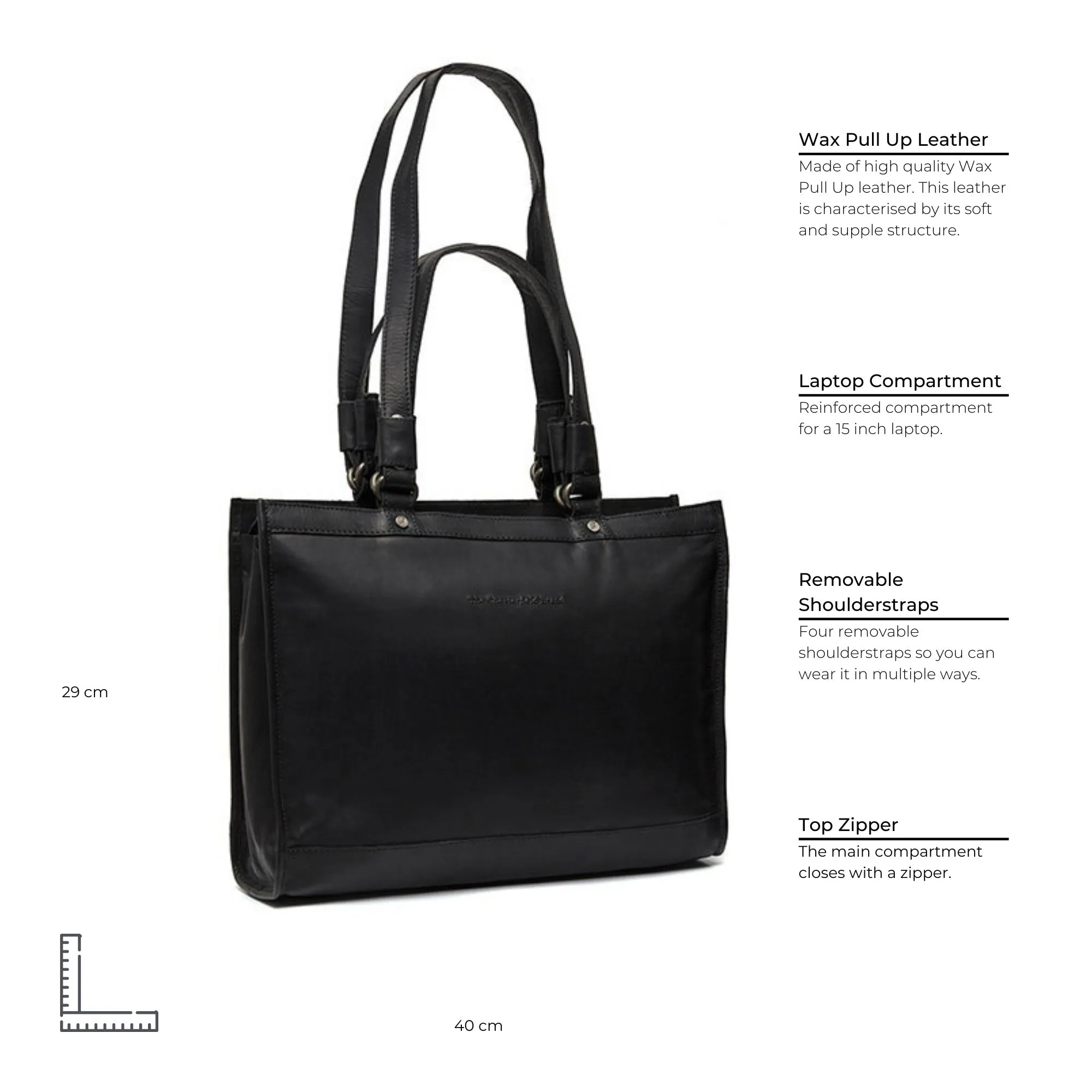 Leather Shopper Black Lima