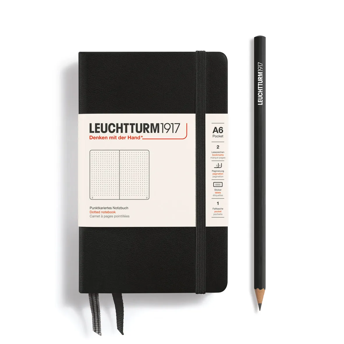 LEUCHTTURM1917 Notebook Pocket A6 Hardcover - Black, Dotted