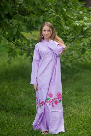 Lilac Charming Collars Style Caftan in Swirly Floral Vine Pattern