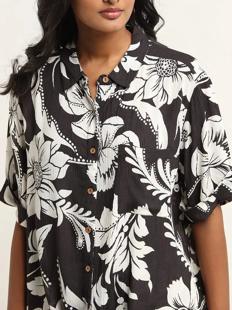 LOV Black Printed Shirt