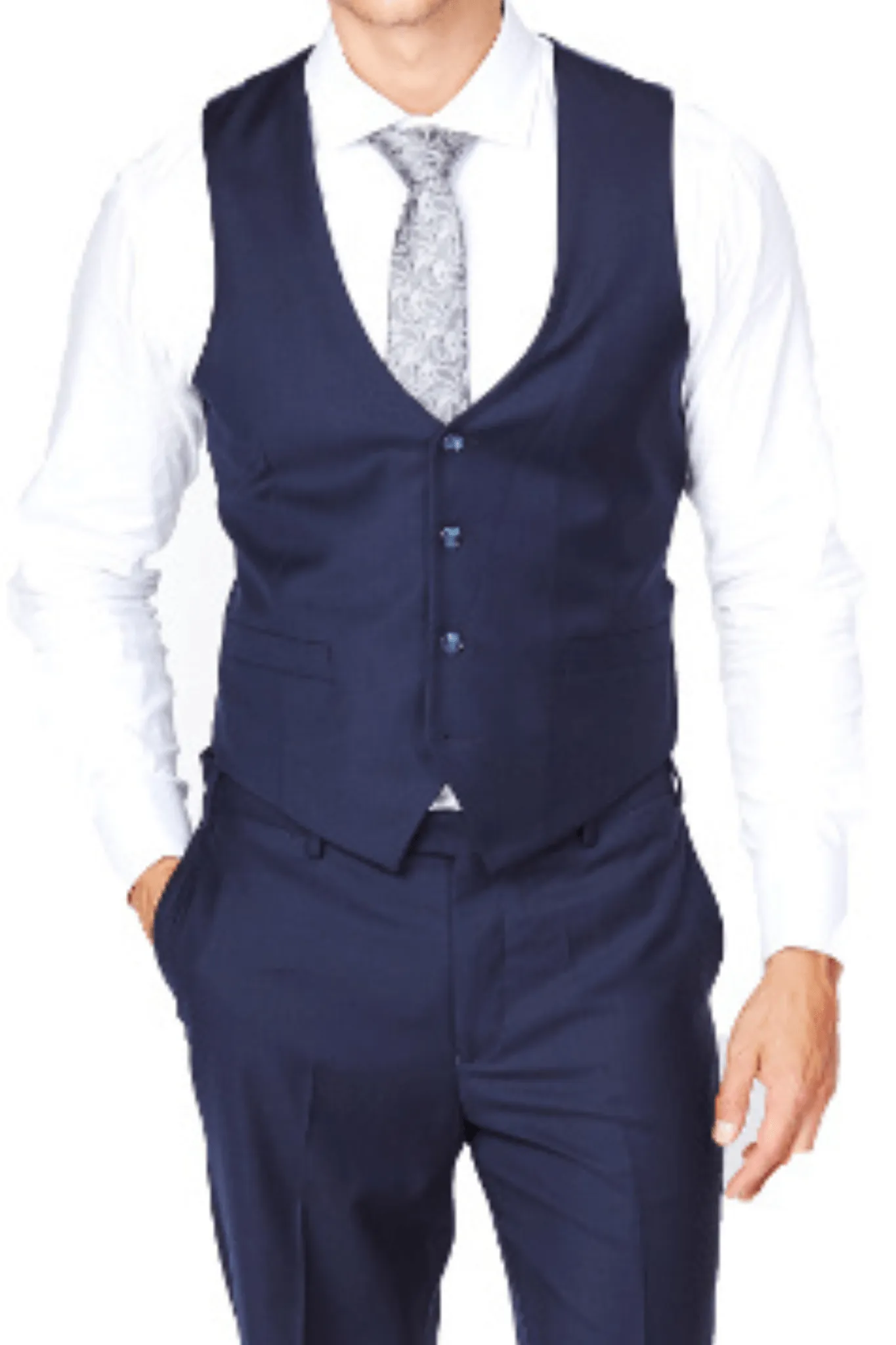 Low Cut Navy Luxurious Italian Wool Collection Vest