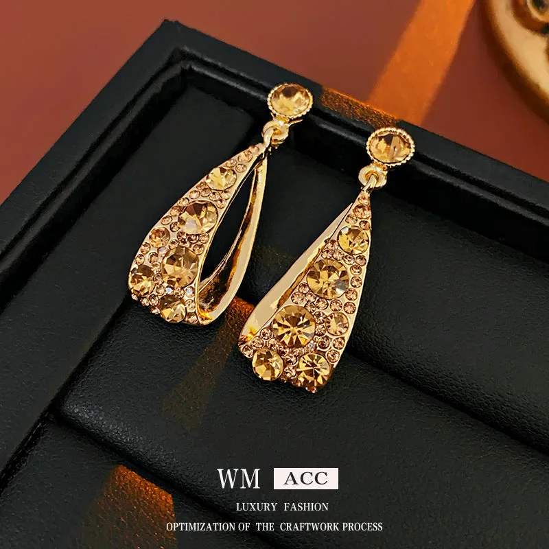 Luxurious Droplet Geometric Alloy Electroplating Earrings