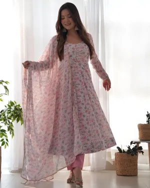 Luxurious Floral Chiffon Anarkali Set