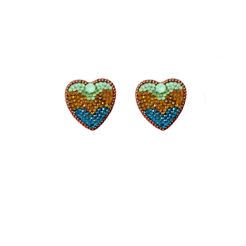 Luxurious Heart Geometric Alloy Electroplating Earrings