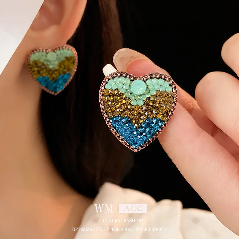 Luxurious Heart Geometric Alloy Electroplating Earrings