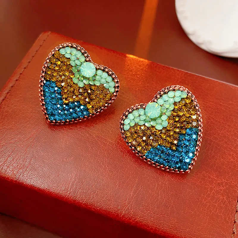 Luxurious Heart Geometric Alloy Electroplating Earrings