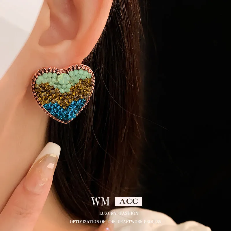 Luxurious Heart Geometric Alloy Electroplating Earrings