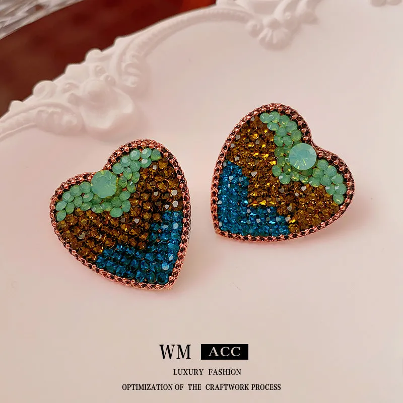 Luxurious Heart Geometric Alloy Electroplating Earrings