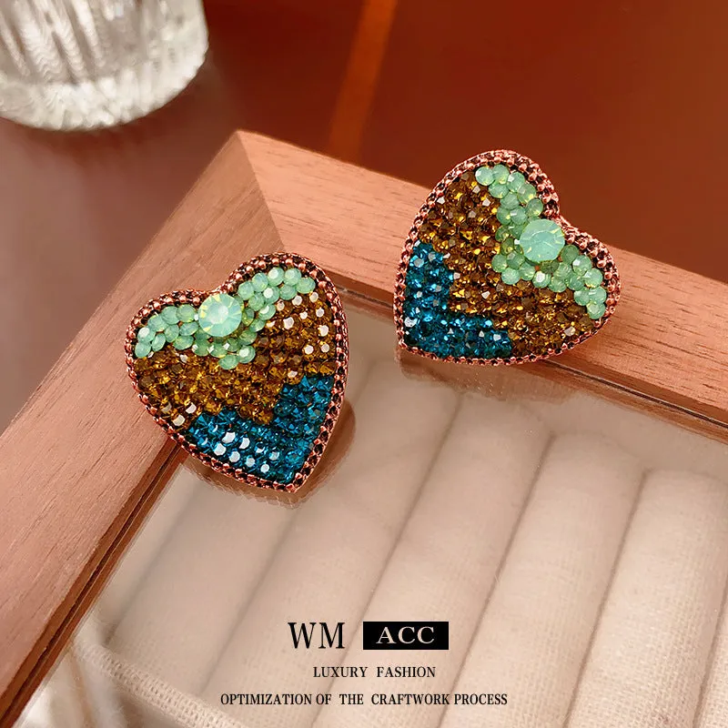 Luxurious Heart Geometric Alloy Electroplating Earrings