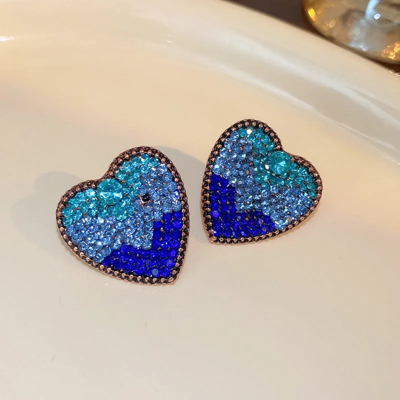 Luxurious Heart Geometric Alloy Electroplating Earrings