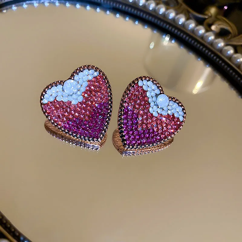 Luxurious Heart Geometric Alloy Electroplating Earrings