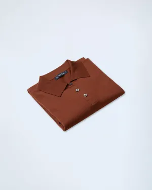 Luxurious Merino Polo in Terracotta