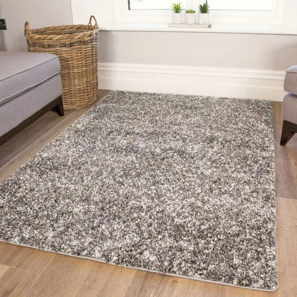 Luxurious Silver Shaggy Runner Hallway Rug