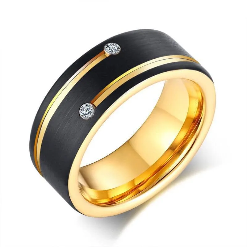 Luxurious Tungsten Wedding Band with Created Diamond