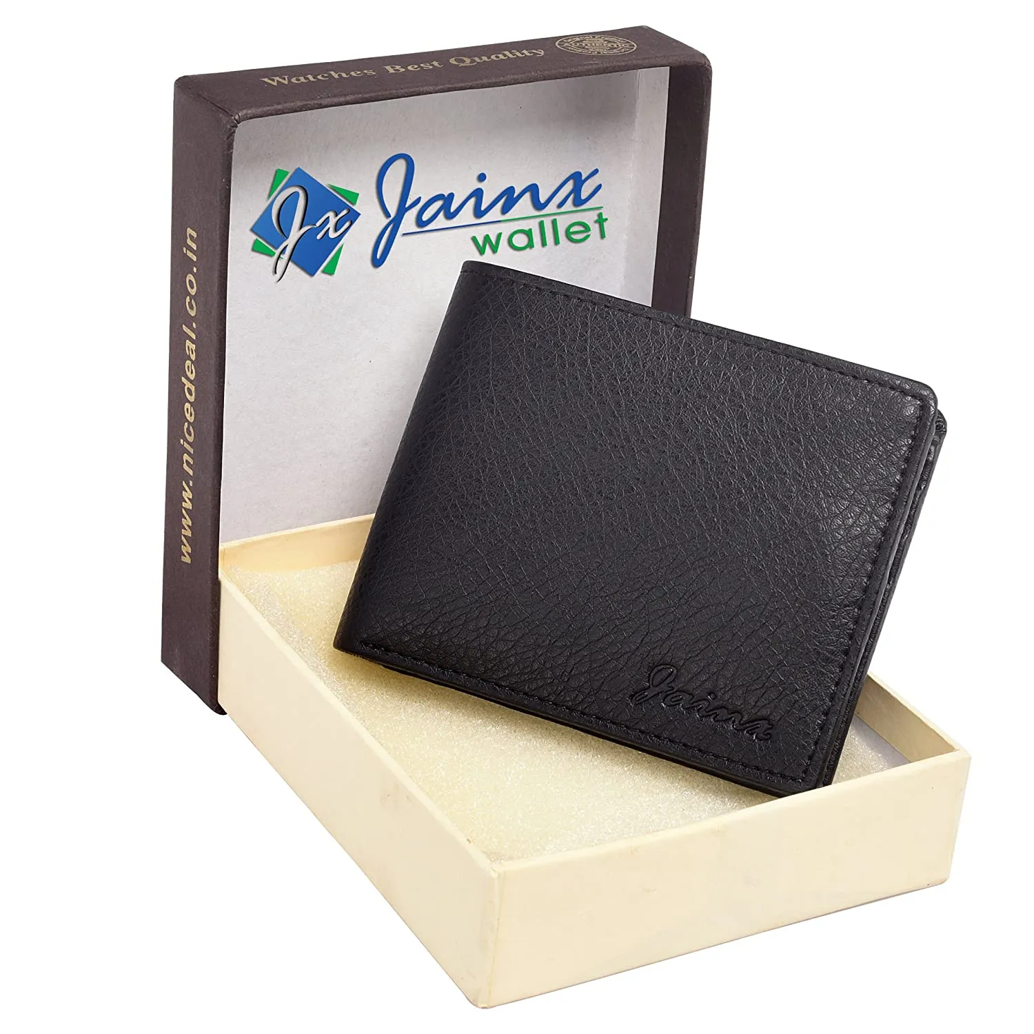 Men Formal Black Artificial Leather Wallet - Mini  (6 Card Slots)