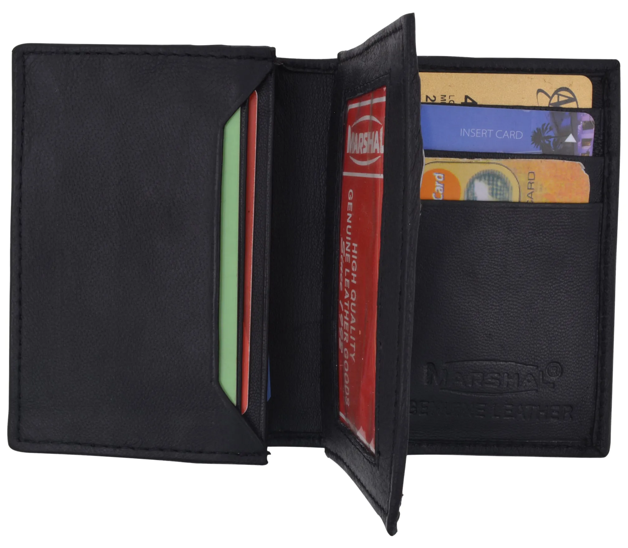 Mens Black Leather Super Light Weight Bifold Wallet 57