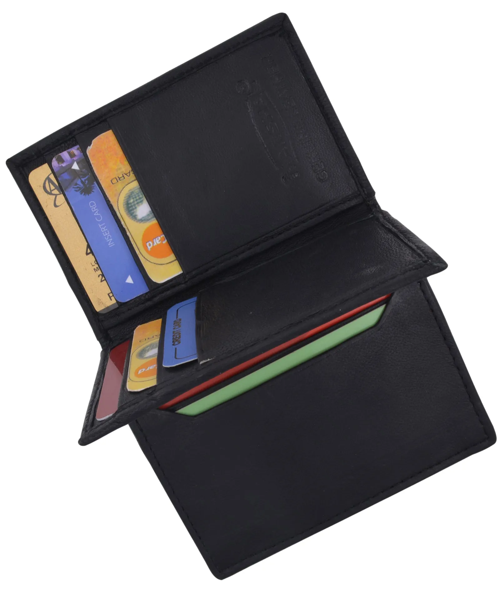 Mens Black Leather Super Light Weight Bifold Wallet 57