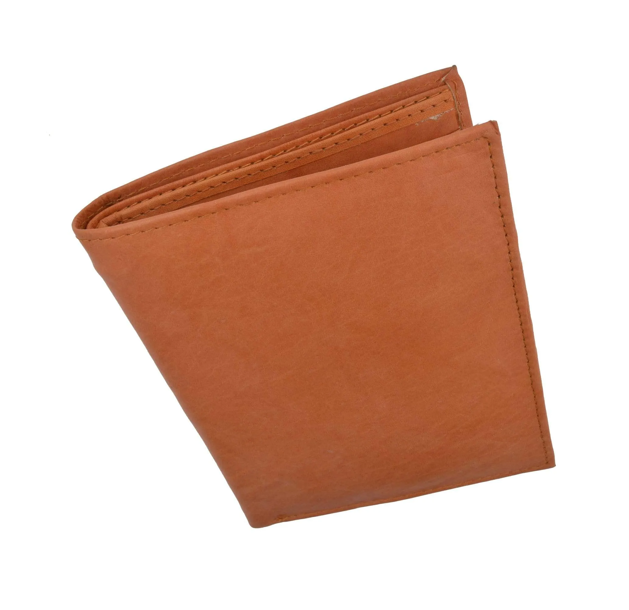 Mens Genuine Leather European Bifold Wallet Slim Hipster 2 Windows Credit Card Euro 1502 CF