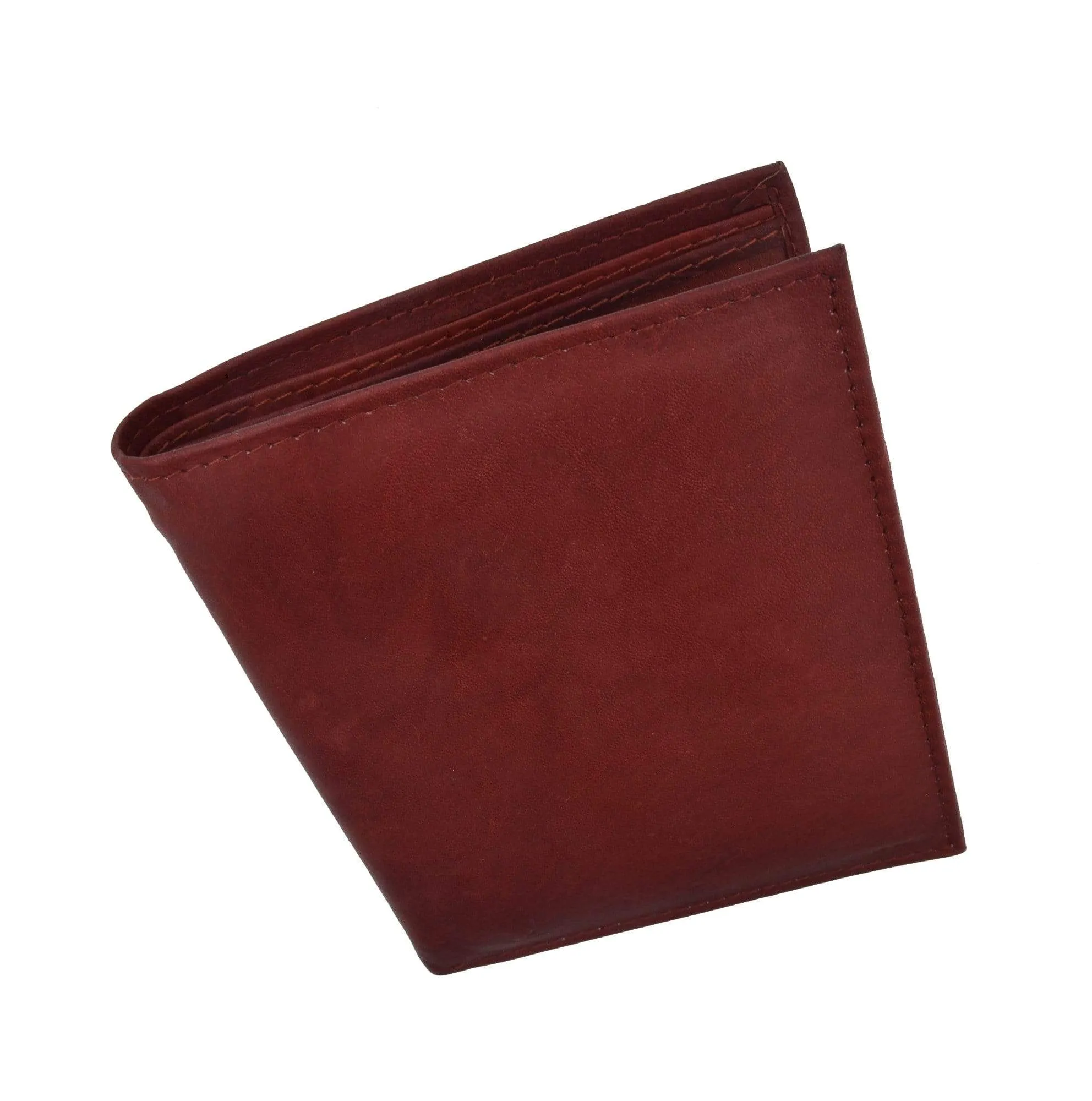 Mens Genuine Leather European Bifold Wallet Slim Hipster 2 Windows Credit Card Euro 1502 CF