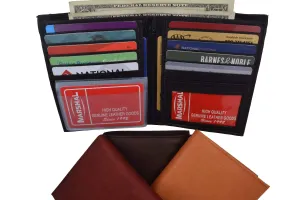 Mens Genuine Leather European Bifold Wallet Slim Hipster 2 Windows Credit Card Euro 1502 CF