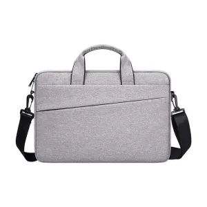 Men's Slant Zipper Briefcase Designed Ultra Light Laptop Bag-Ash