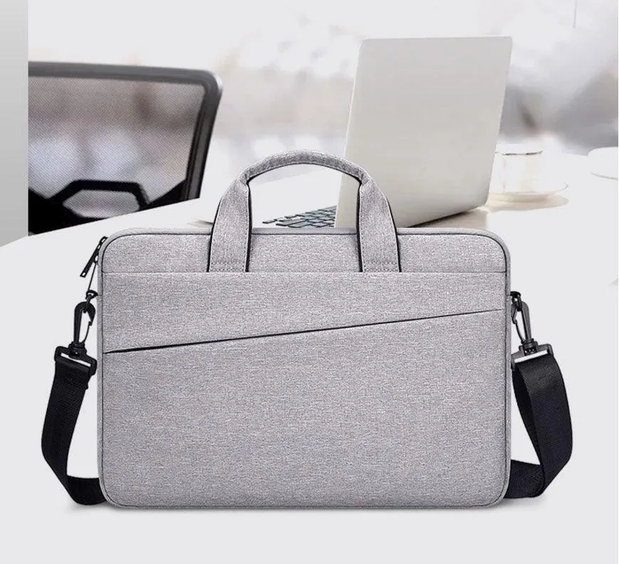 Men's Slant Zipper Briefcase Designed Ultra Light Laptop Bag-Ash