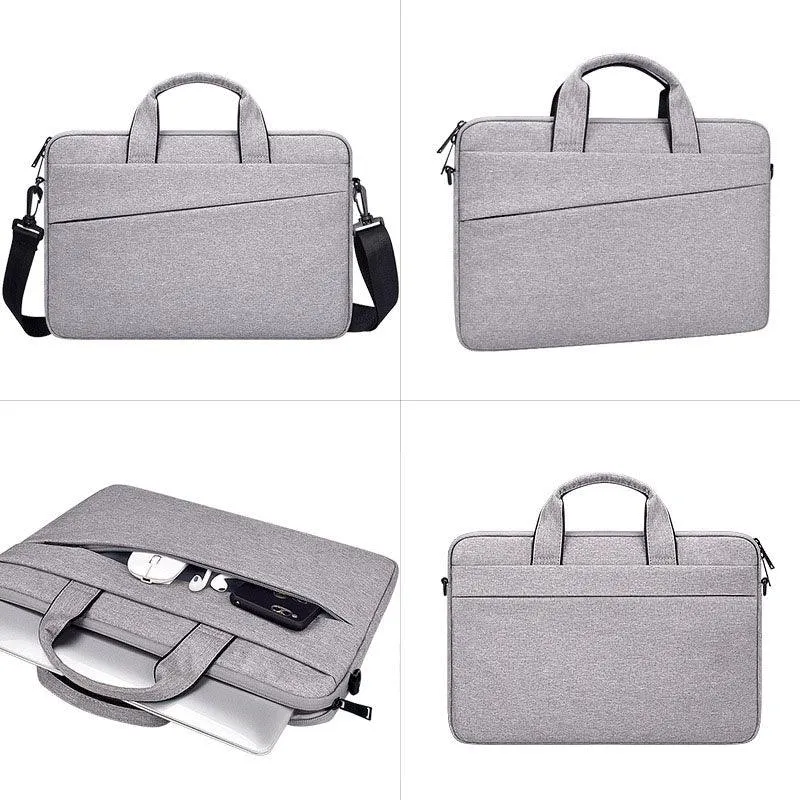 Men's Slant Zipper Briefcase Designed Ultra Light Laptop Bag-Ash