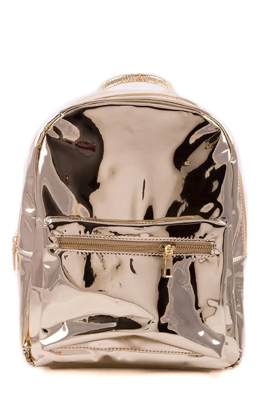 METALLIC PU LEATHER BACKPACK