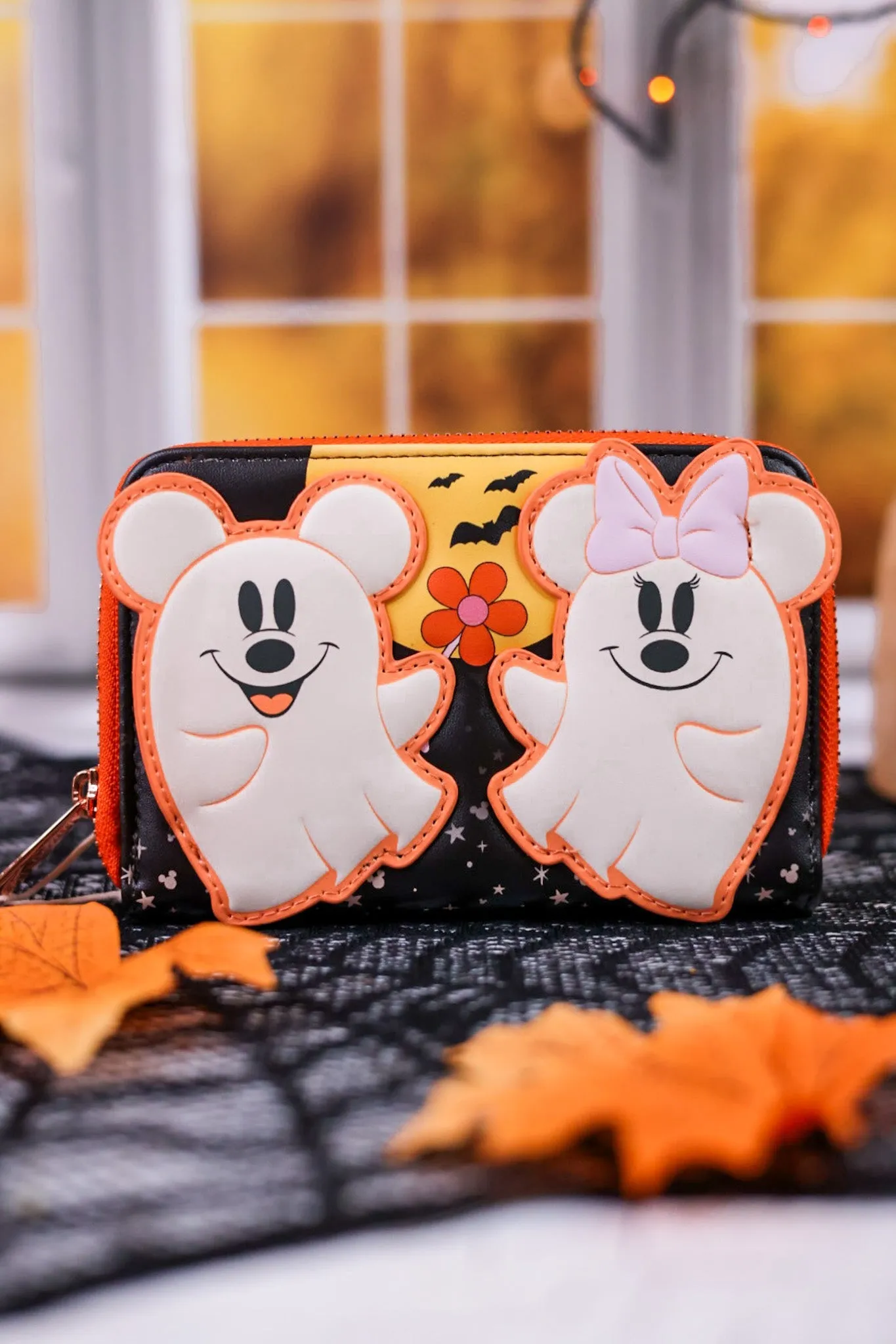 Mickey and Minnie Glow in the Dark Ghosts Zip Around Wallet