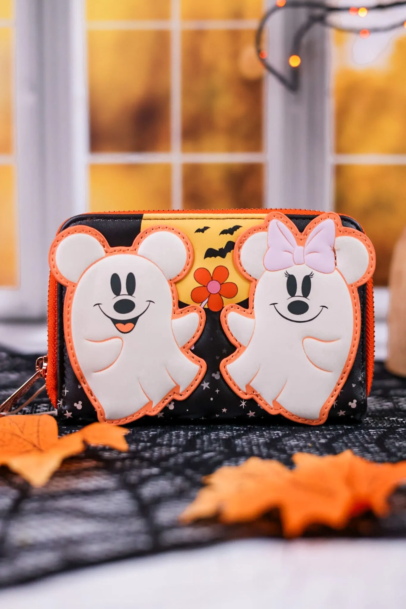 Mickey and Minnie Glow in the Dark Ghosts Zip Around Wallet